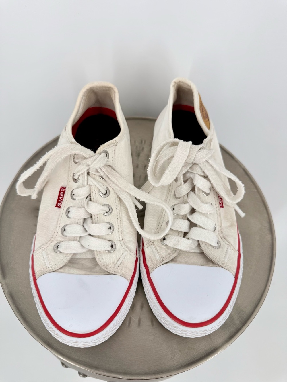 Levi's Women's Low-Top Canvas Sneakers in Off-White with Red Accent